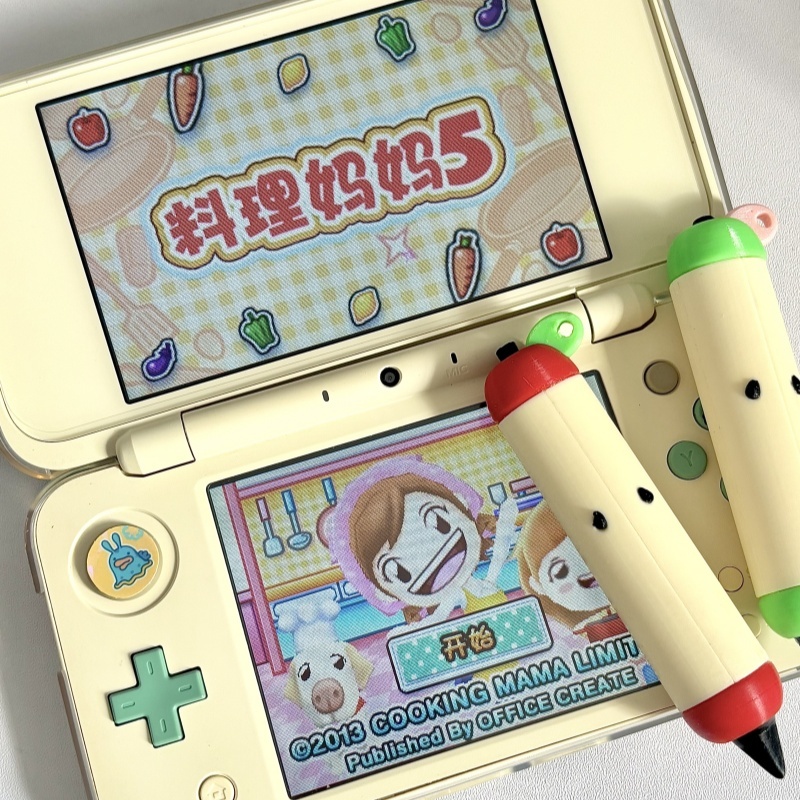 Gaming Accessories To 3D Print - スタイラスペンかわいいリンゴの形の 3D プリント細い先端チェーン付き任天堂 3DS 2DS NDS