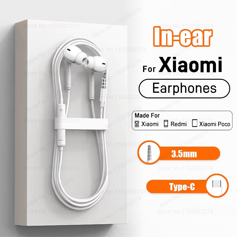Xiaomi Gaming Accessories - タイプCワイヤードヘッドフォンXiaomi 3.5MMインイヤースポーツイヤホン付きマイクヘッドセット付きRedmi OnePlusサムスンイヤフォンアクセサリー