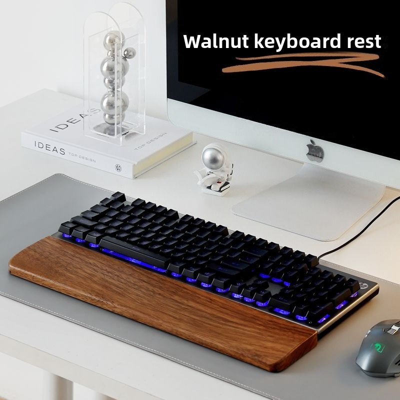 Gaming Accessories Women - 無垢材キーボードパームレストマウスパッド手首サポートゲーミングオフィスメカニカルキーボード木製リストレストシンプル