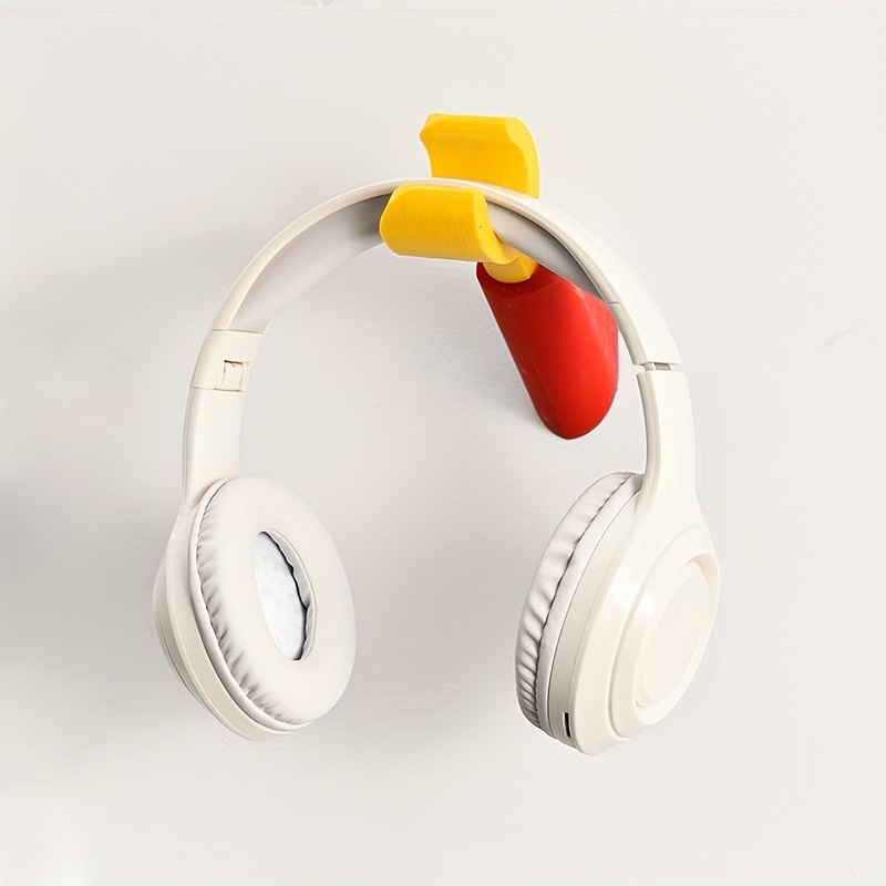 Gaming Accessories Wall Mount - かわいいアヒルの口型クランプ式粘着ヘッドホン壁掛けフック、穴あけ不要の漫画風アヒル型ゲーミングヘッドセットマウント、パンチフリーABSオーディオアクセサリー収納ホルダー、デスクゲームルーム用、卸売販売