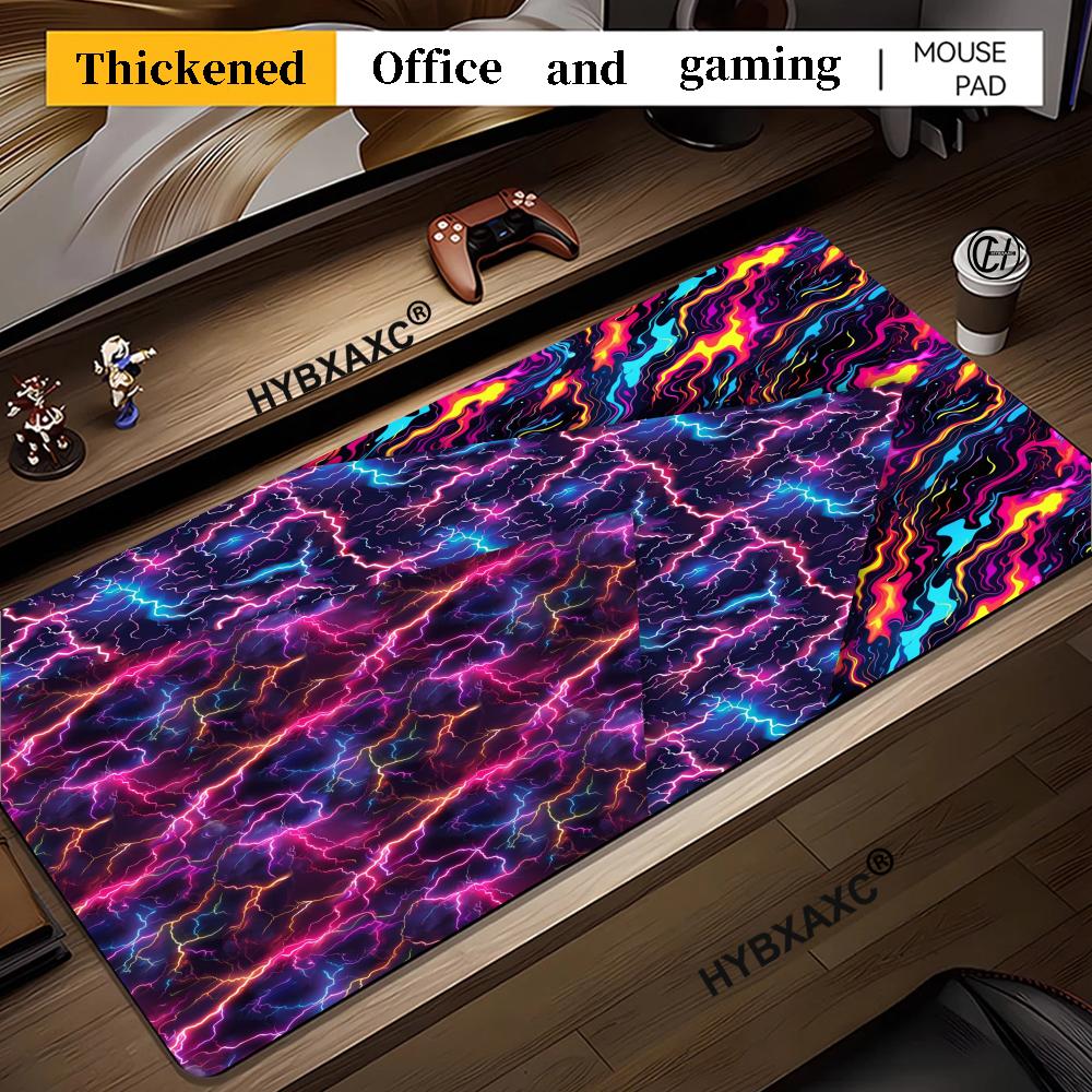 Gaming Accessories Images - HD マウスパッド ゲームデスクアクセサリー 抽象的な雷と星雲の画像 バックライト PC