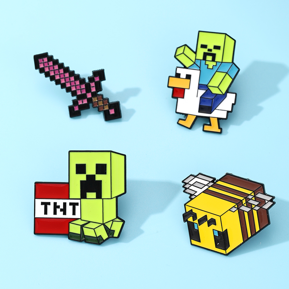 4個入りのかわいいベビーゾンビチキンジョッキー＆ピクセルビー - Gaming Accessories Anime のレビューと価格