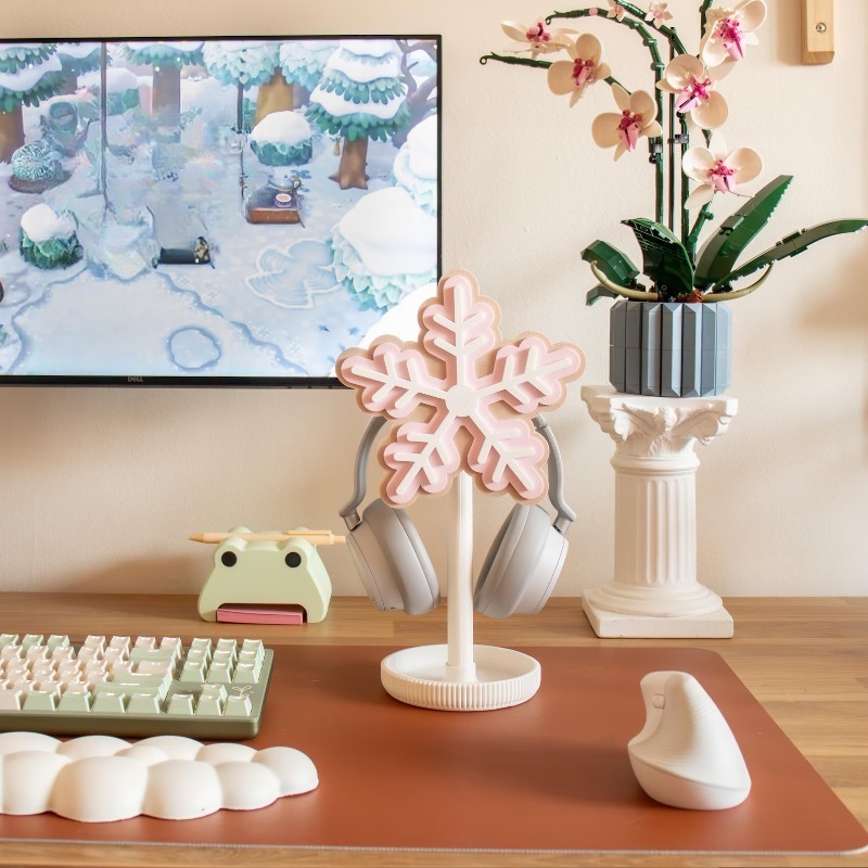 スノーフレークヘッドフォンスタンド 3D プリントかわいいイ - Gaming Accessories To 3D Print のレビューと価格